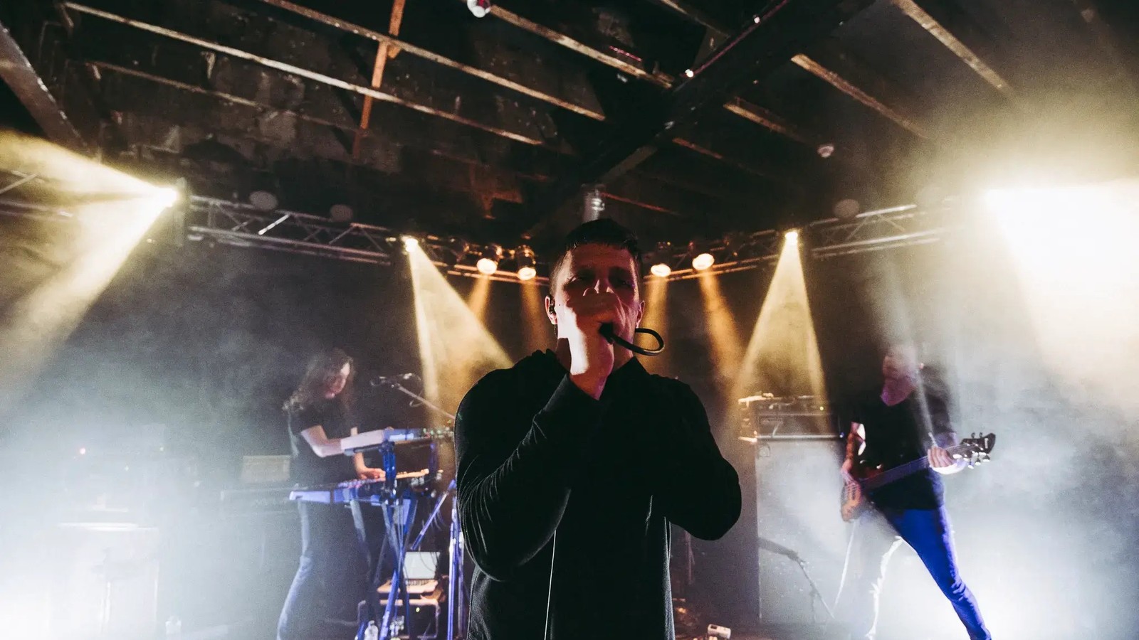 The Contortionist on stage at the Rosemount Hotel in Perth, 6 May 2018, under coloured stage light.