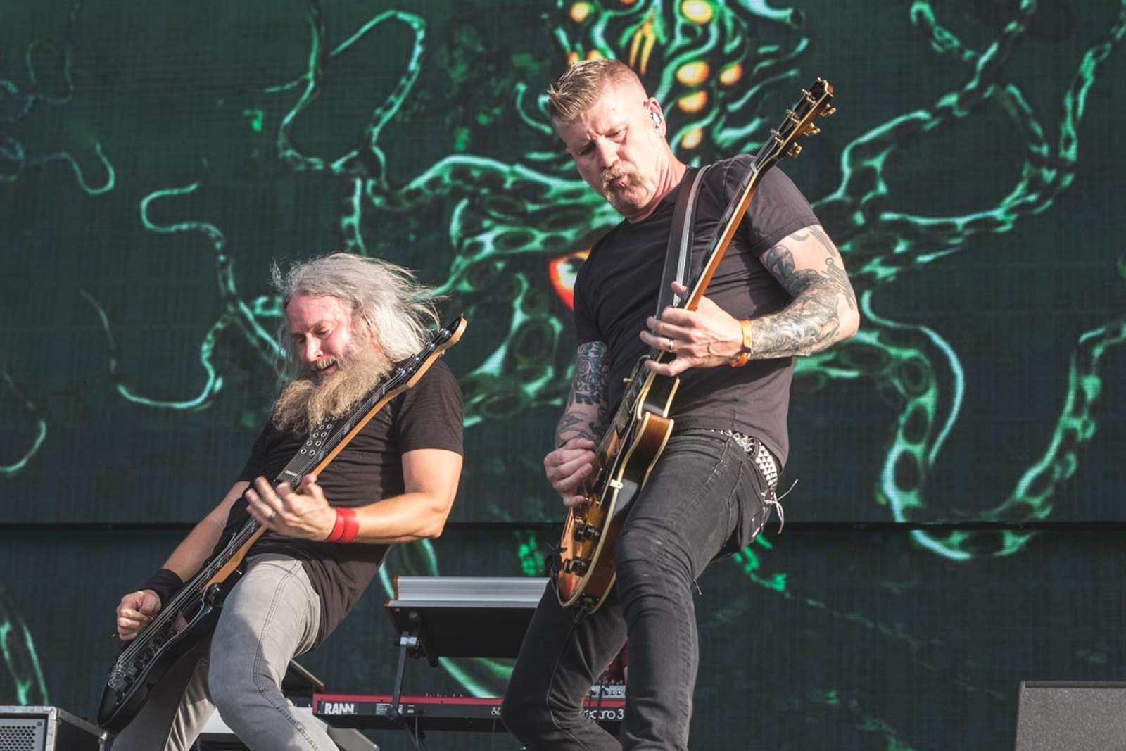 Mastodon guitarists Bill Kelliher and Troy Sanders performing live at Hellfest, 2022