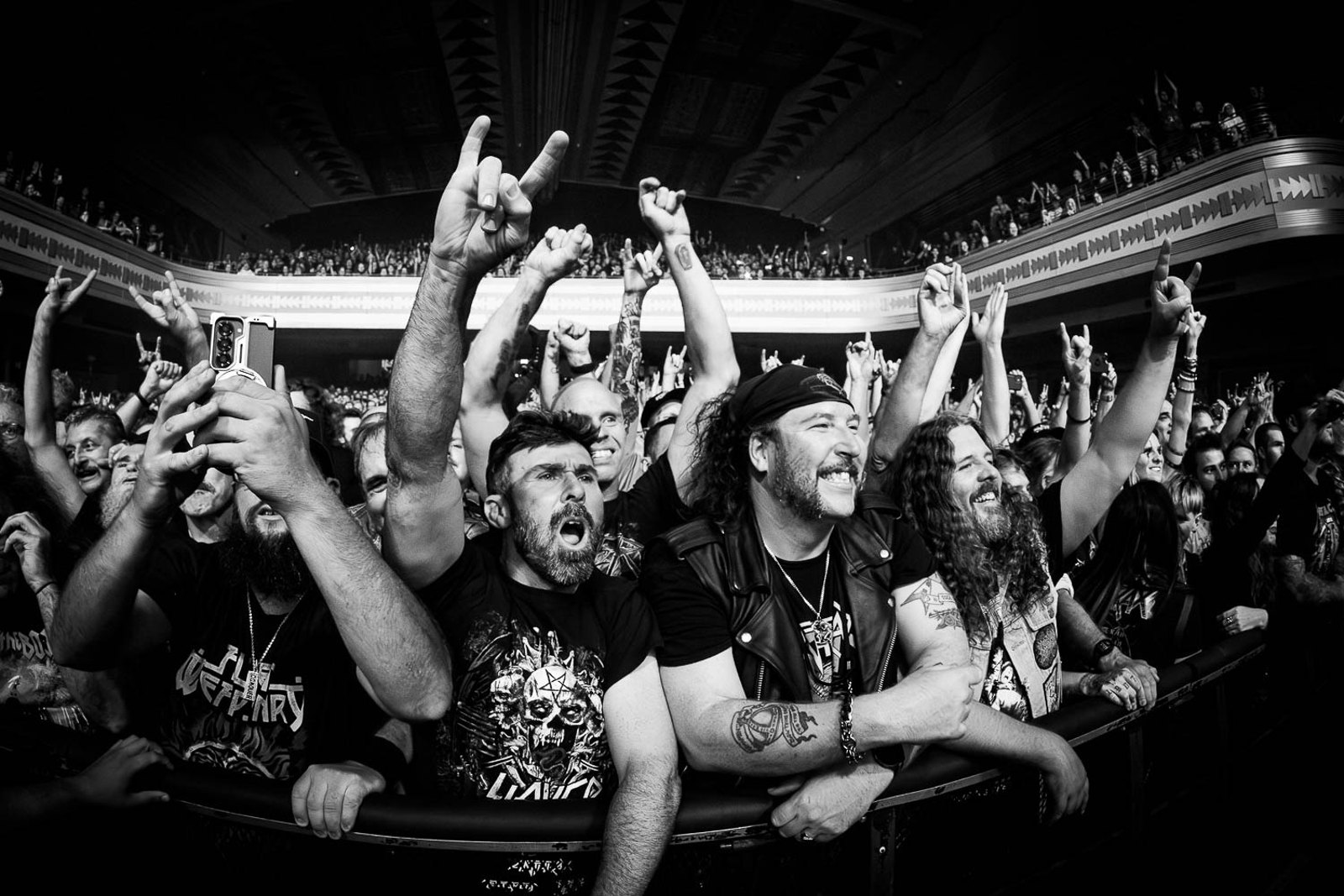 Anthrax fans at the barrier, Enmore Theatre, Sydney, 2026. Photo: Rob Mezzatesta