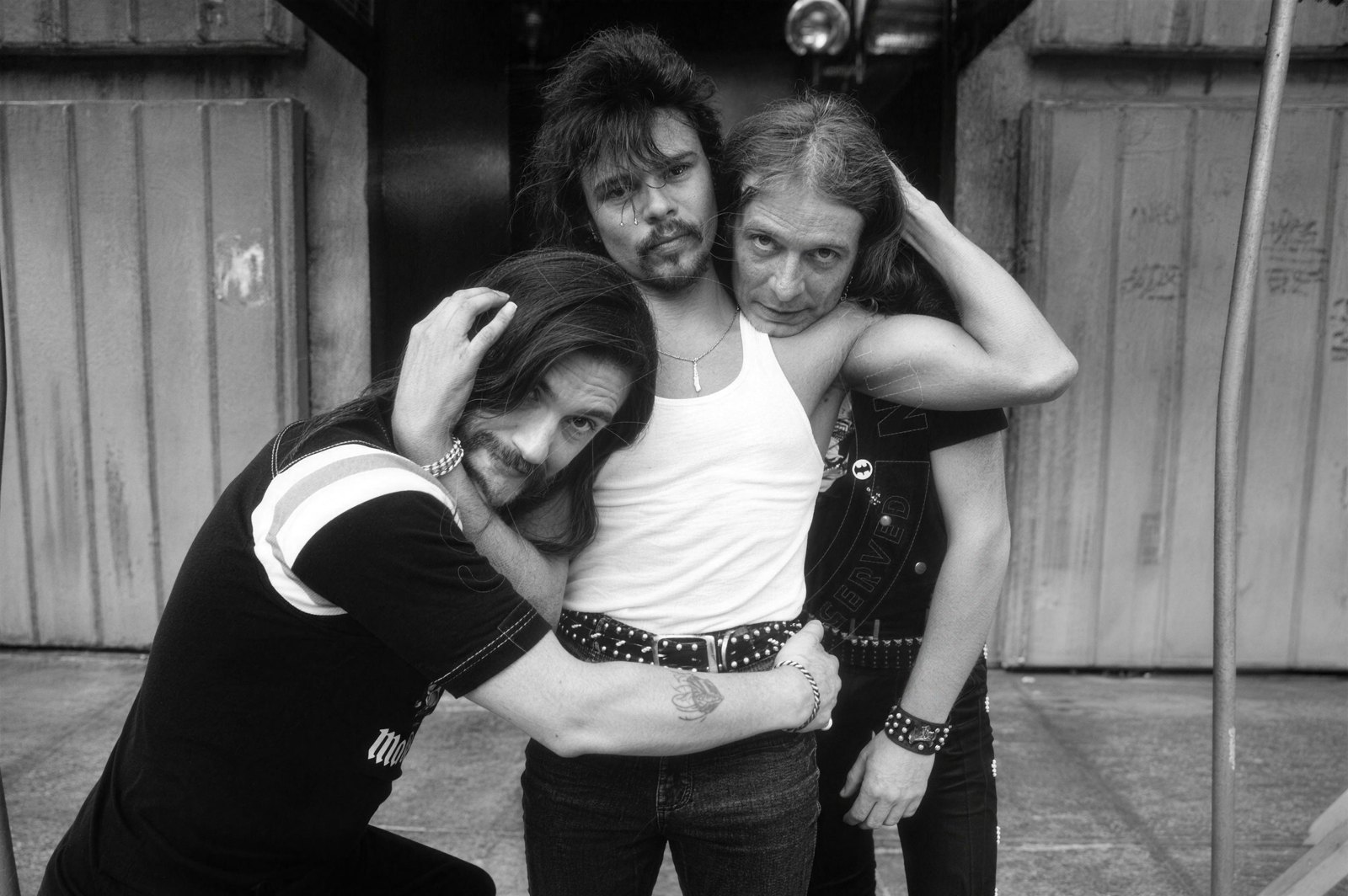 Motorhead backstage at the Old Waldorf, San Francisco, during the 1982 Iron Fist tour