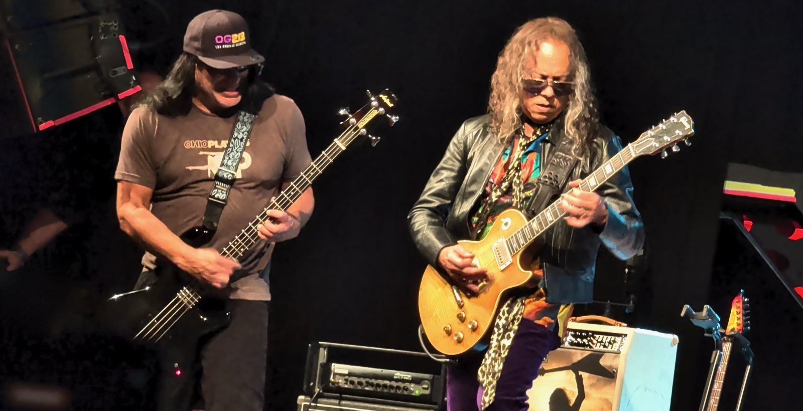 Kirk Hammett of Metallica playing guitar with Robert Trujillo, The Collection: Live book event, Frankfurt, May 2026. Photo: BraveWords