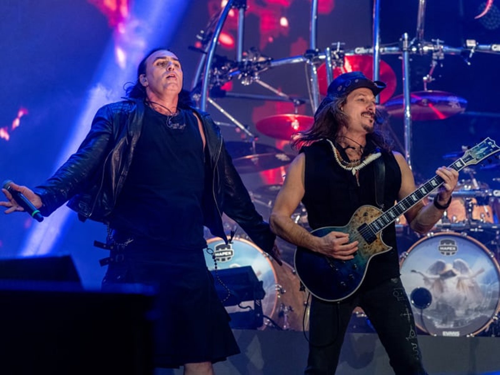 Angra on stage at Bangers Open Air in Sao Paulo in 2026, the singer and a guitarist at the front