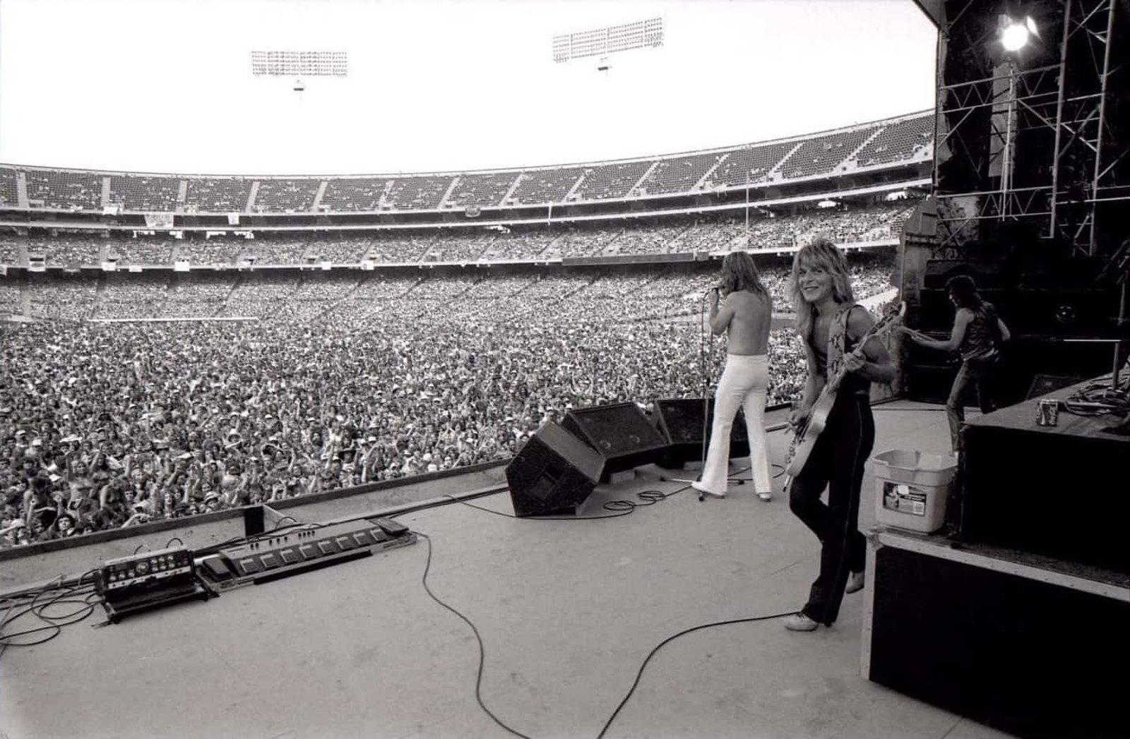Ozzy Osbourne and Randy Rhoads performing at Day on the Green, Oakland Stadium, 4 July 1981