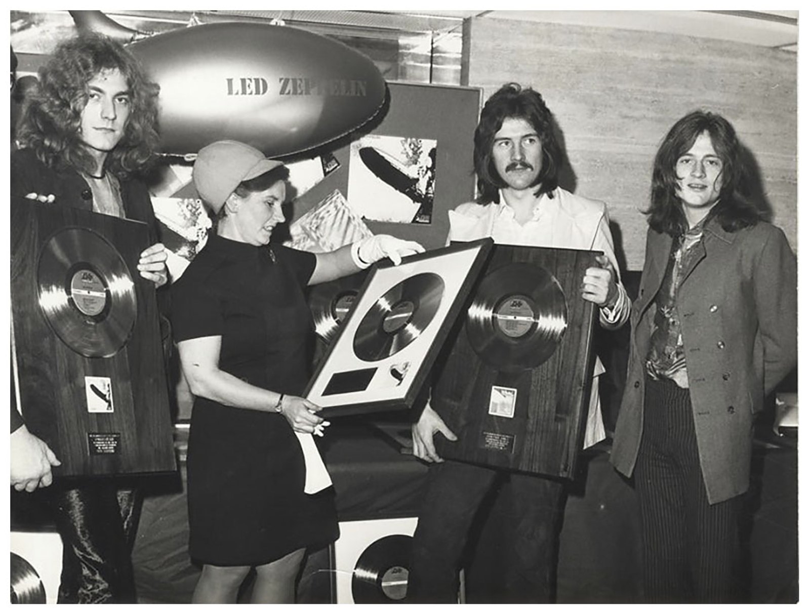 Led Zeppelin receive gold and platinum records at the Savoy Hotel, London, December 1969